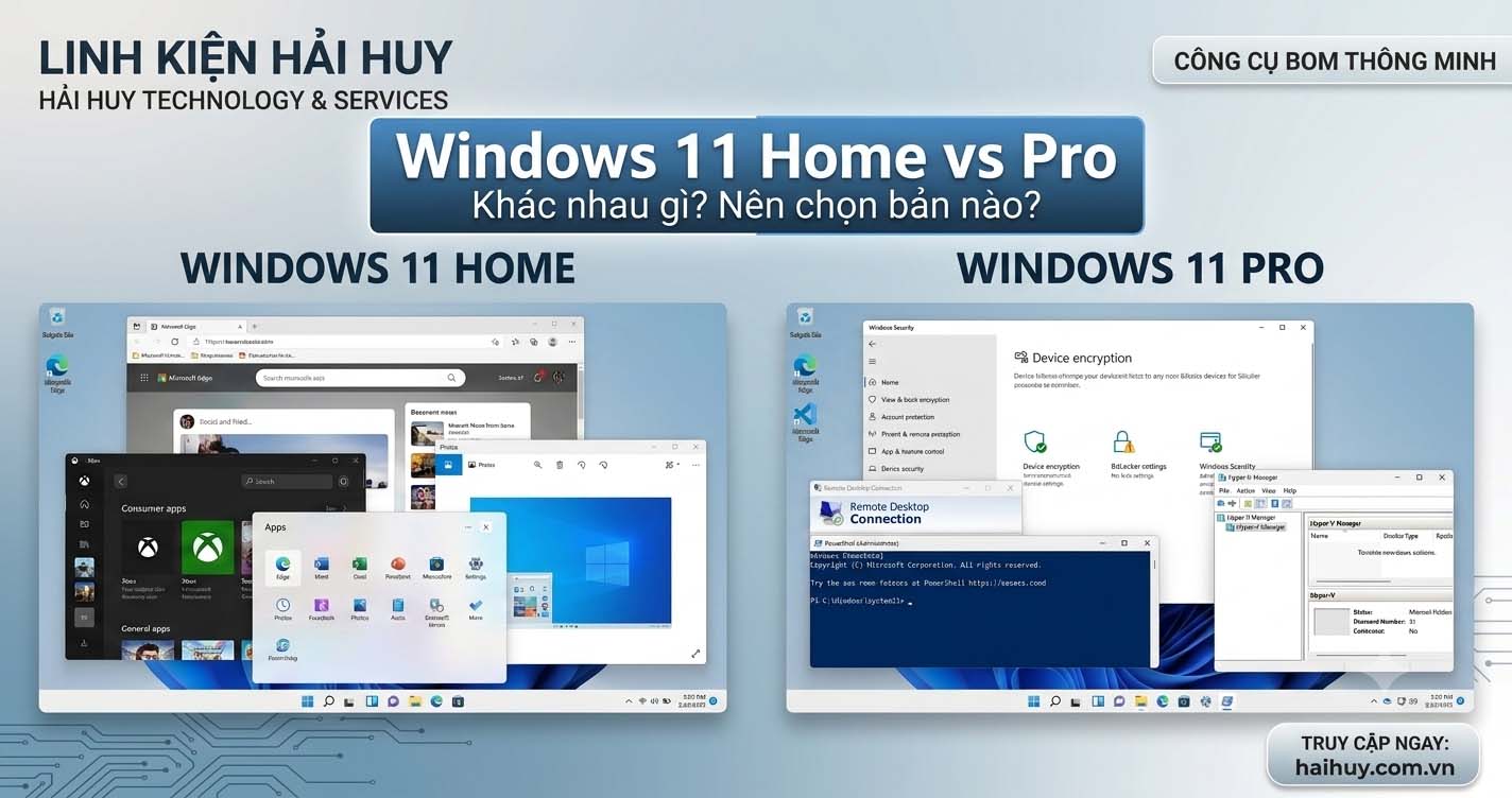 So sánh nhanh sự khác biệt giữa Windows 11 Home và Windows 11 Pro
